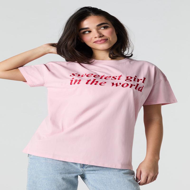 T-shirt avec motif brod Sweetest Girl