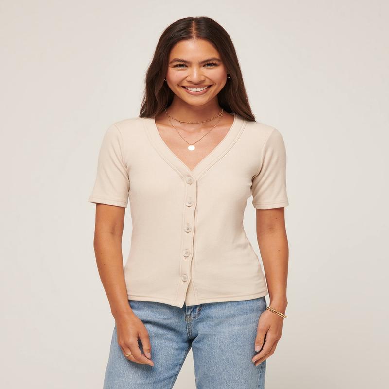 Out Late Cloud Rib Top