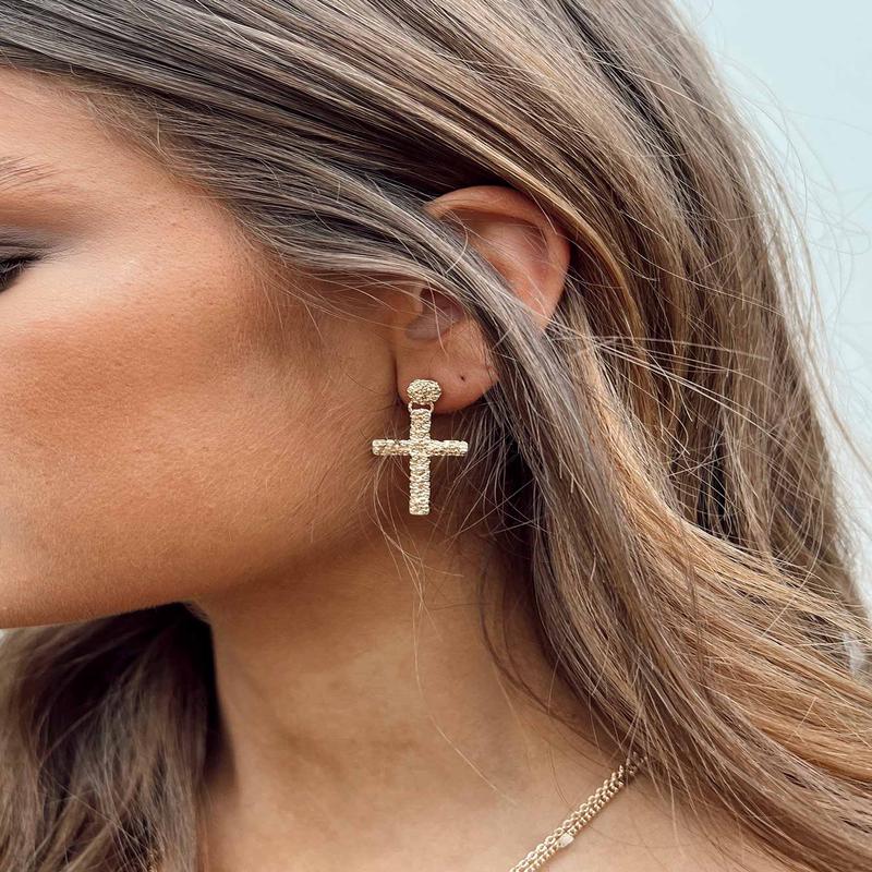 Edwards Cross Earrings Gold