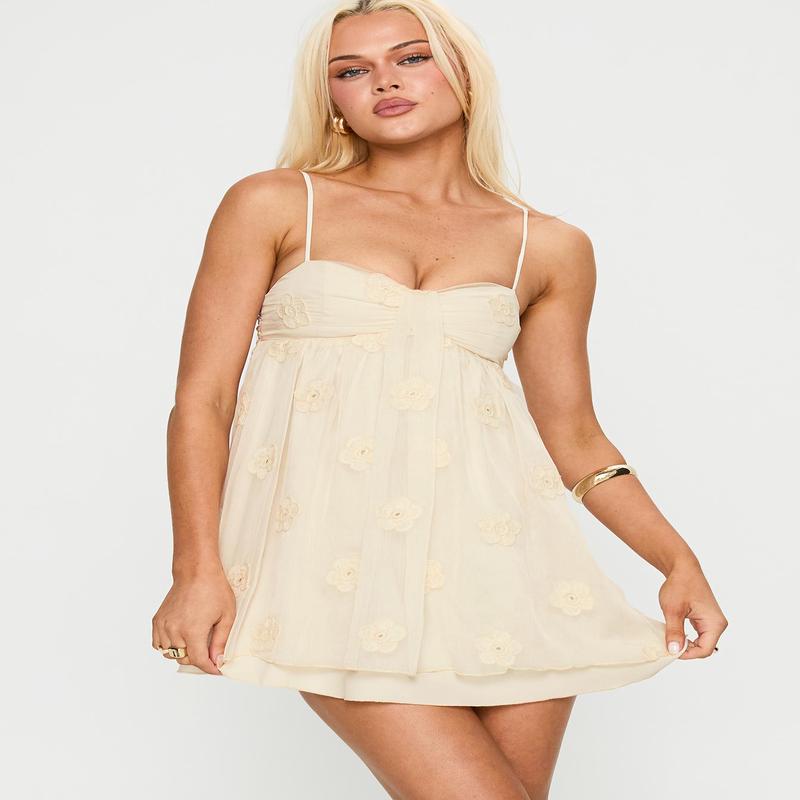 Sparks Fly Mini Dress Cream