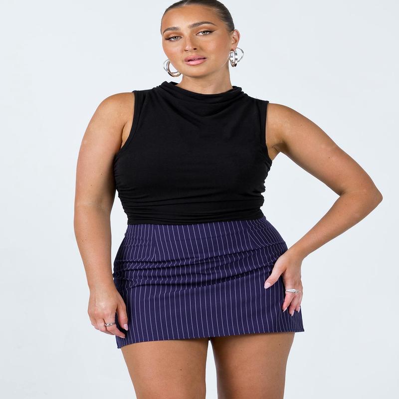 Selby Mini Skirt Navy Pinstripe