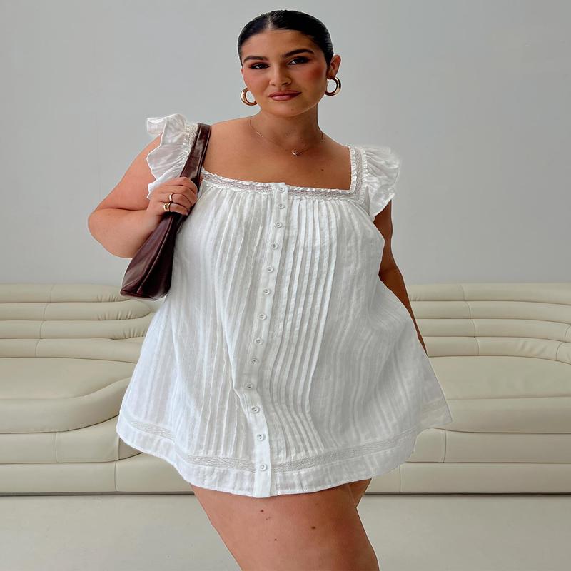 Summerland Broiderie Mini Dress White Curve