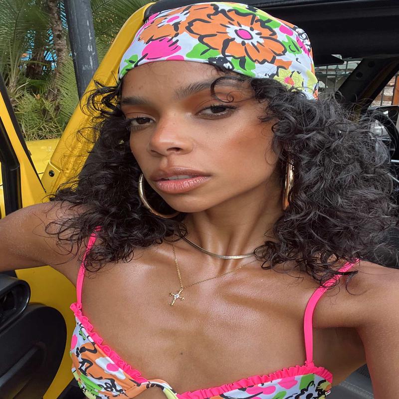 Avani Hair Scarf Orange Multi Floral