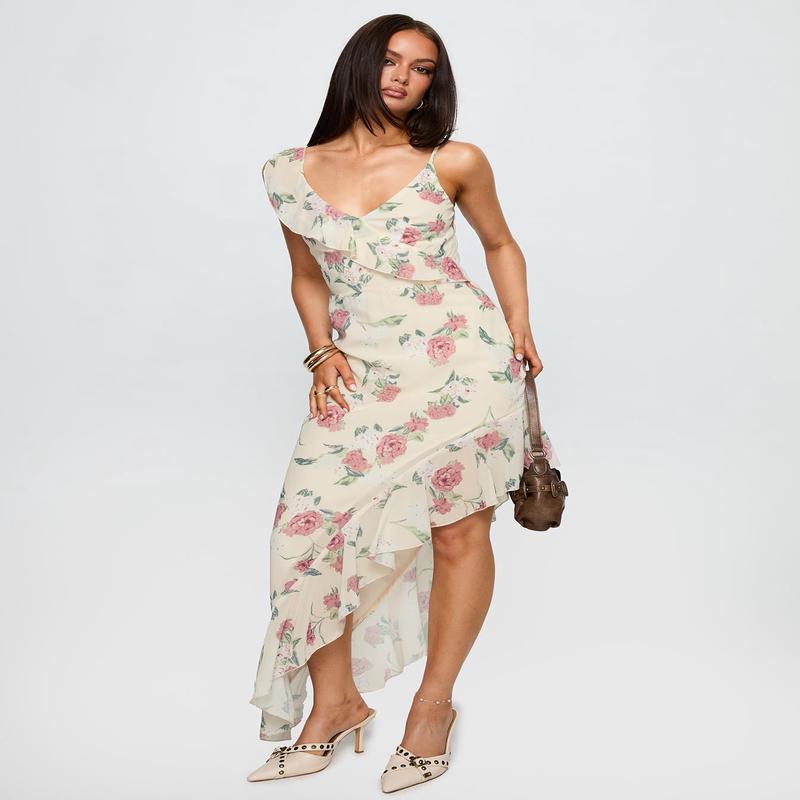 Chrysalis Asymmetrical Midi Dress Multi Floral