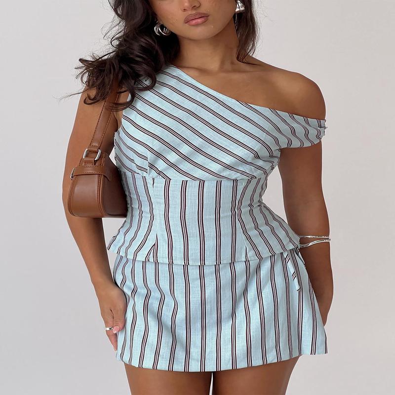 Del Rio Off The Shoulder Top Blue / Maroon