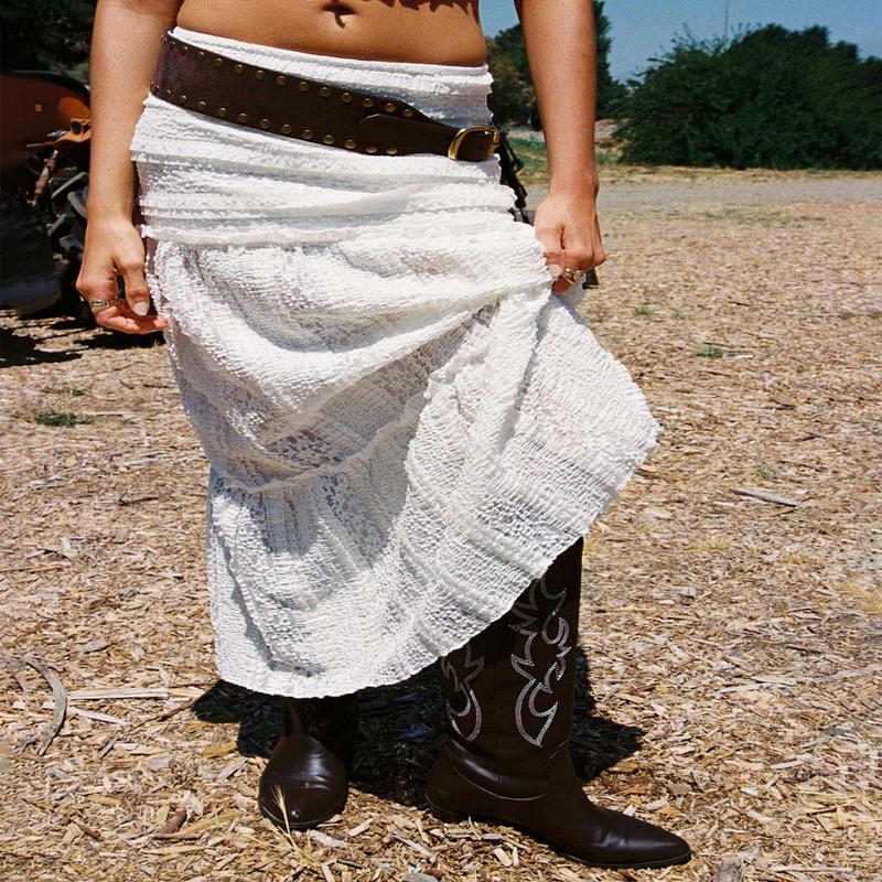 Emanuella Lace Maxi Skirt White