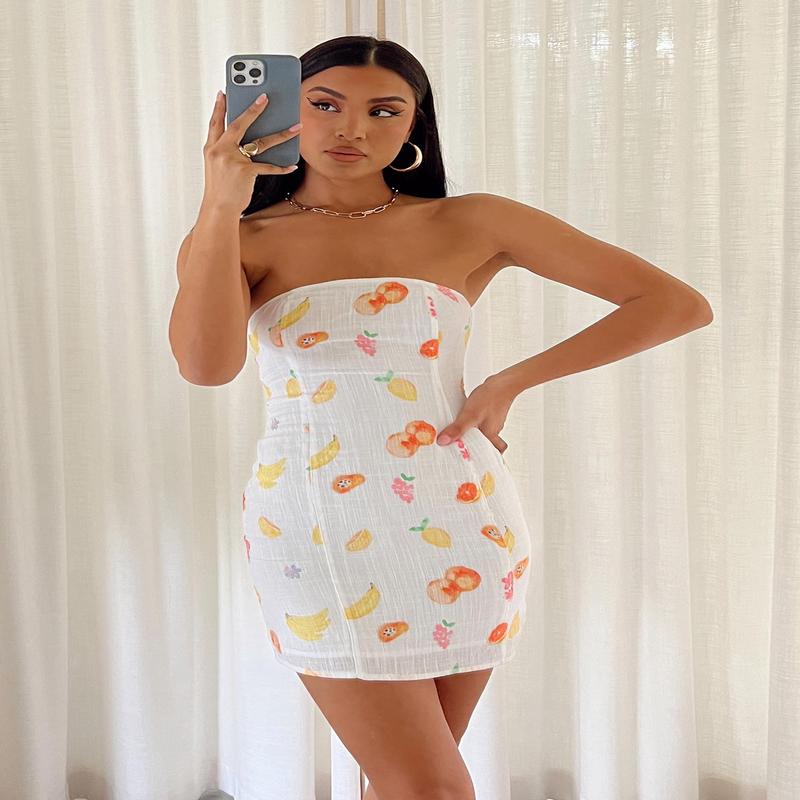 Fruity Strapless Mini Dress Multi