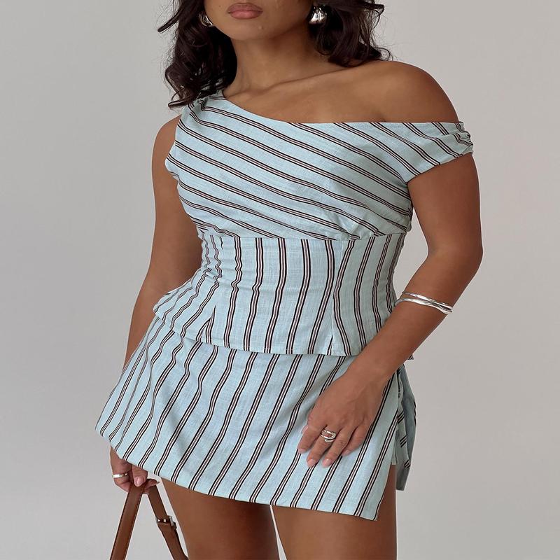 Gulliver Tie Side Mini Skort Blue / Maroon Stripe