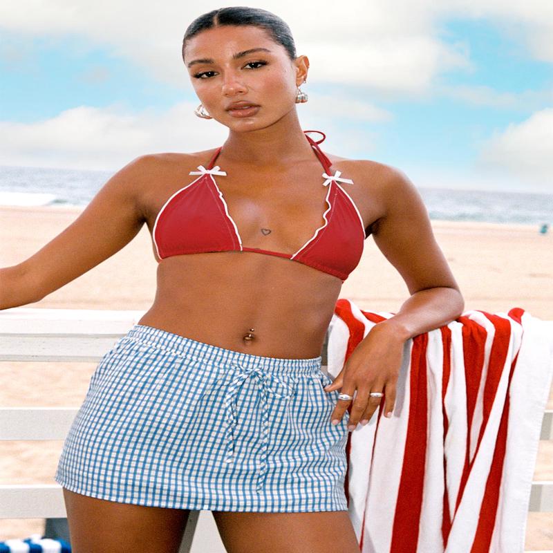 My Way Skort Blue Gingham