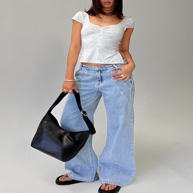 Reaper Mid Rise Baggy Jeans Light Blue Wash