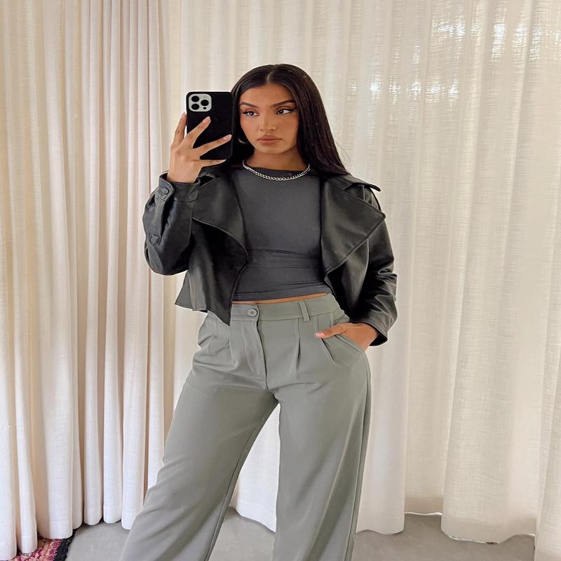 Redfern Faux Leather Jacket Black