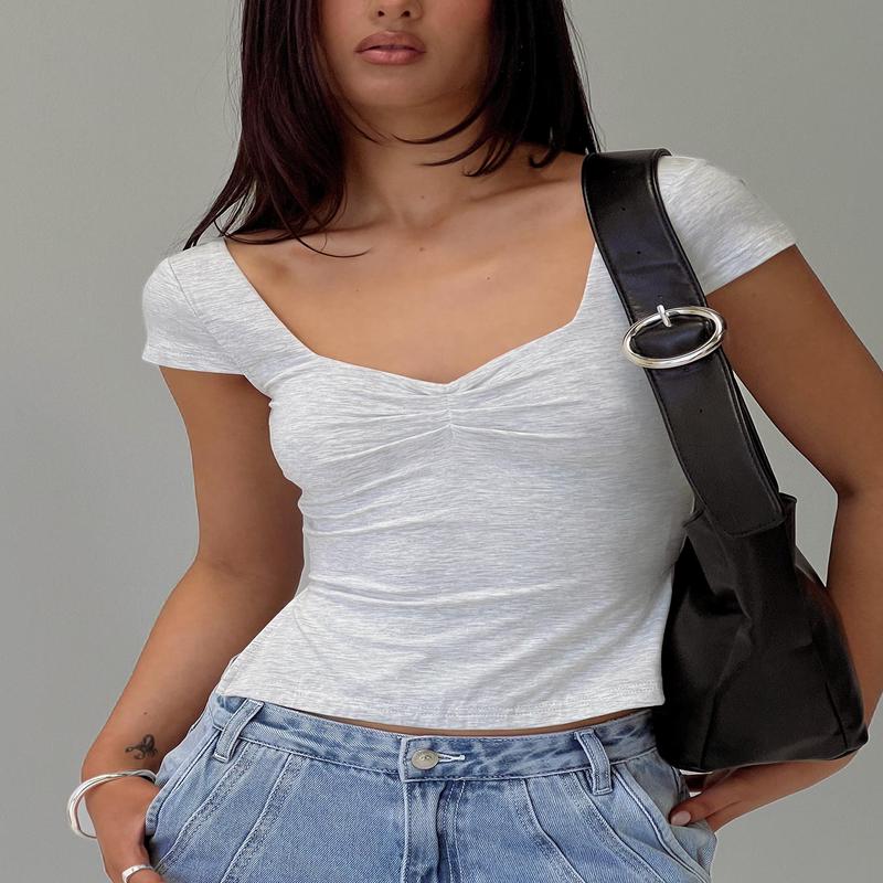 Rehna Short Sleeve Top Grey Marle