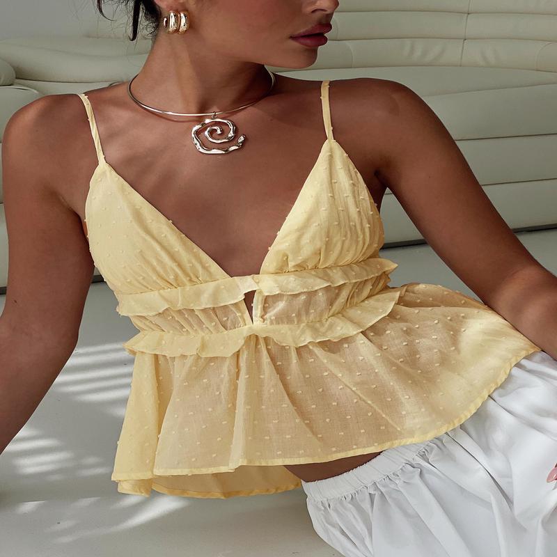 Blondelle Frill Detail Top Yellow