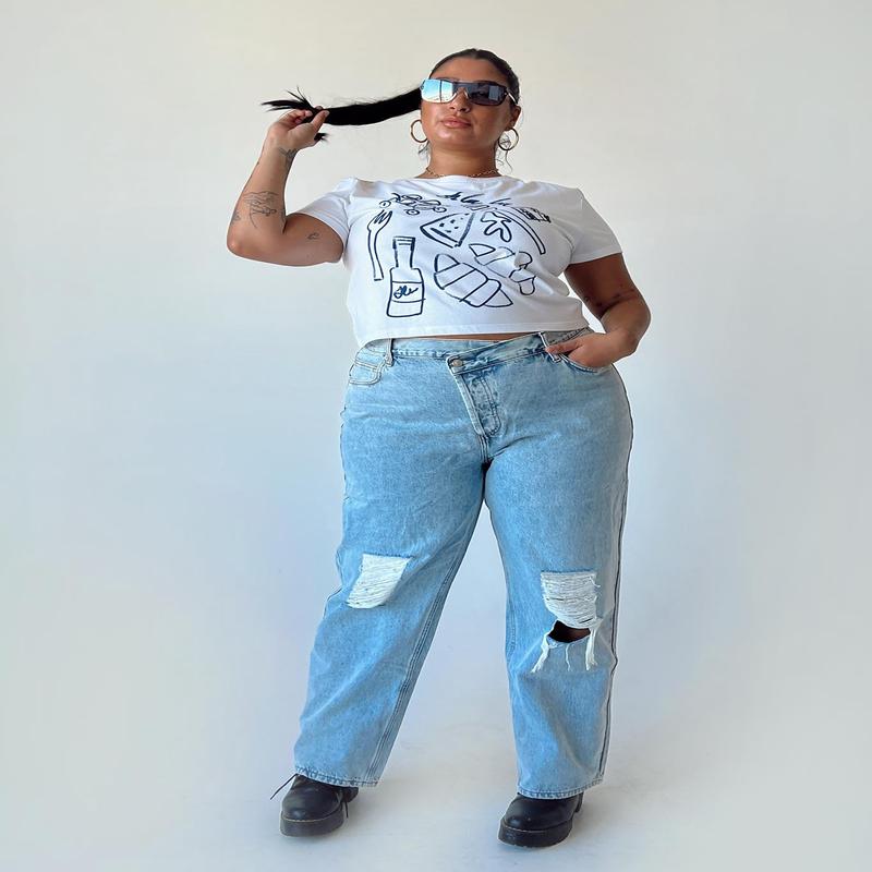 Holly Asymmetric Mid Rise Straight Leg Jeans Curve