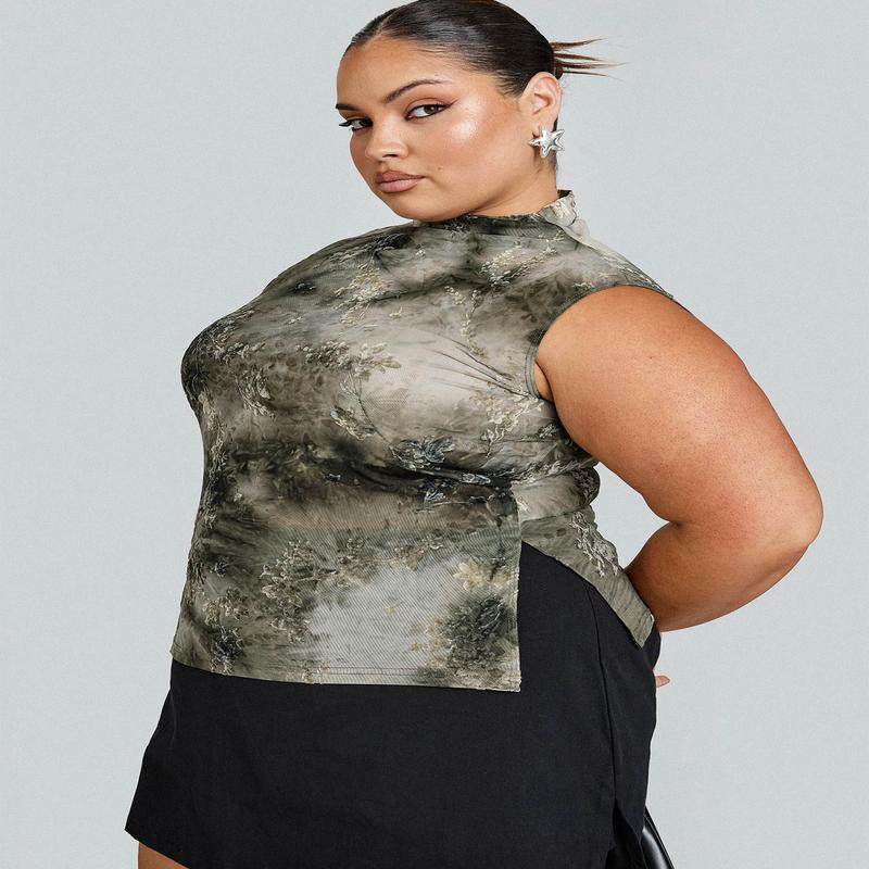 Nights All Alone High Neck Top Multi Curve