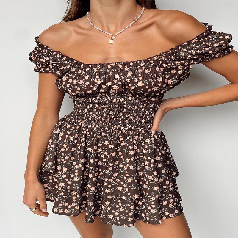 The Love Galore Romper Brown Floral