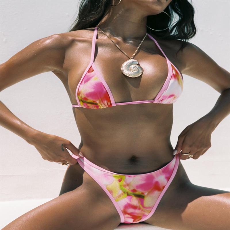 Sandbar Triangle Bikini Top Pink Floral