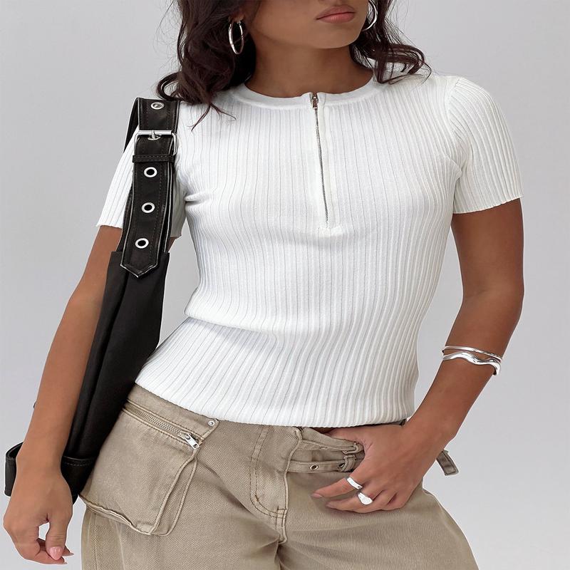 Hold The Line Zip Through Top White