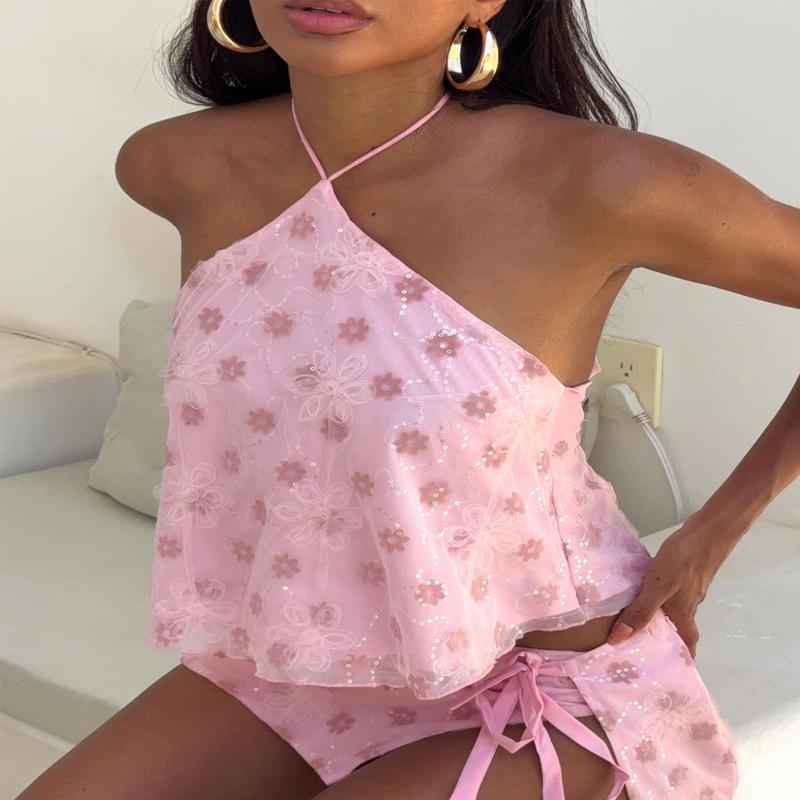 Remembering Tie Back Top Pink