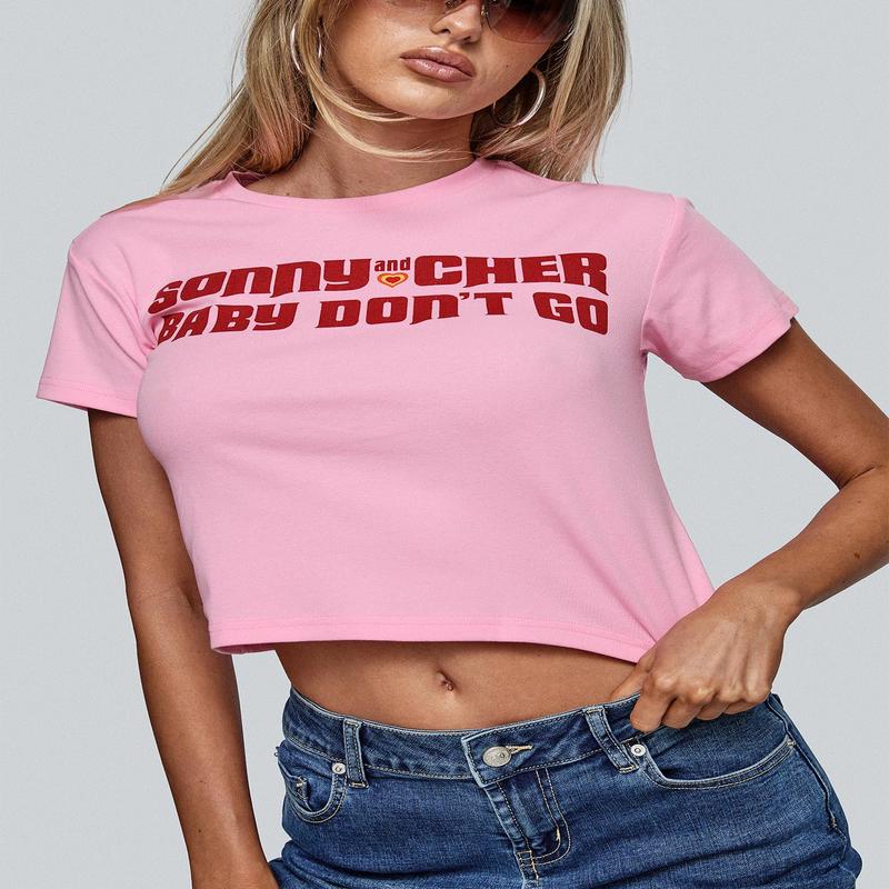 Sonny And Cher Vintage Graphic Top Pink