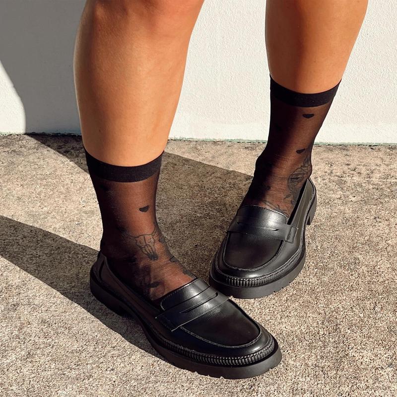 Cianno Heart Stocking Socks Black