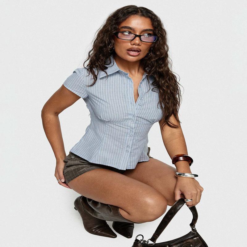 Cottesloe Blouse Top Blue Stripe