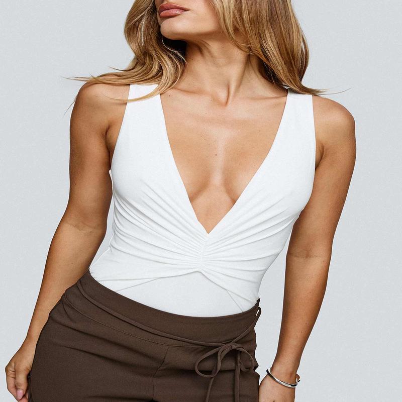 Midnight In Paris Backless Bodysuit White