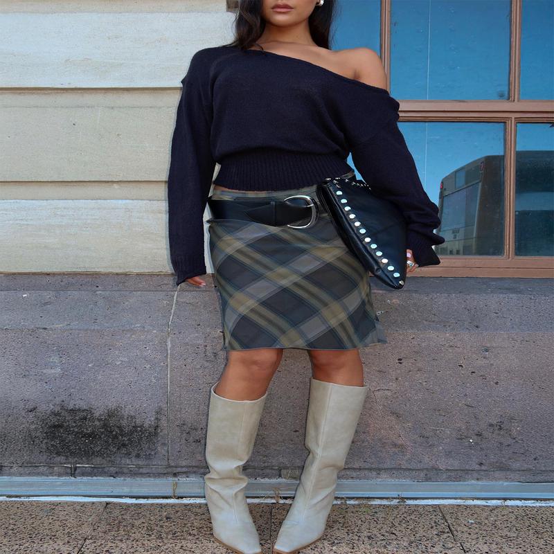 Shoreline Midi Skirt Blue Check