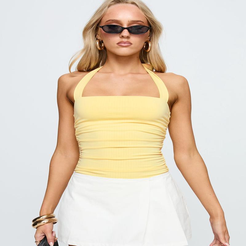 By The Beach Halter Bodysuit Yellow