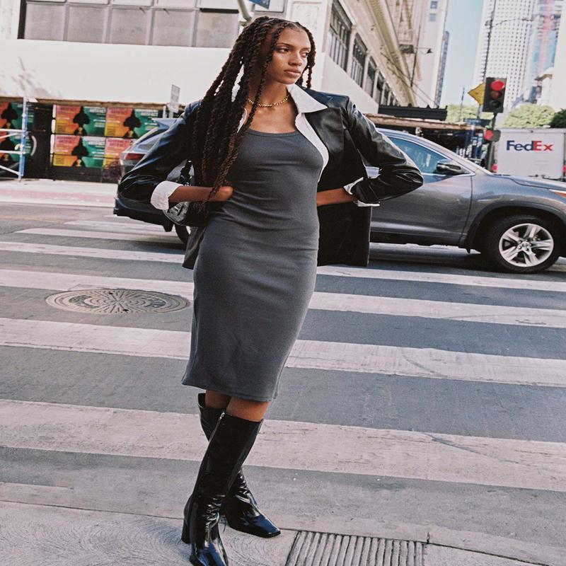 Camellia Midi Dress Slate Grey