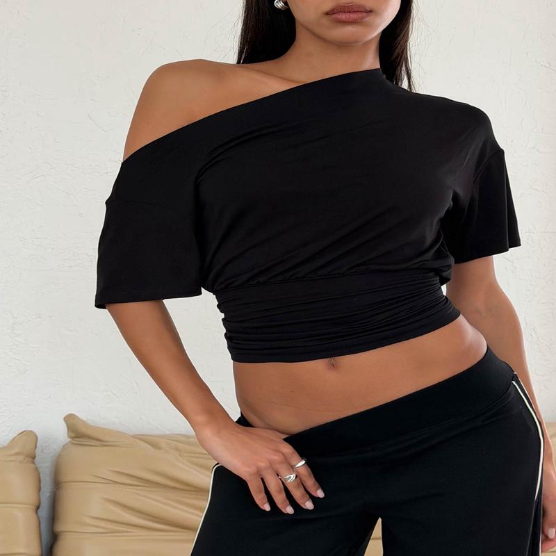 Ashlinn Off Shoulder Drapey Top Black