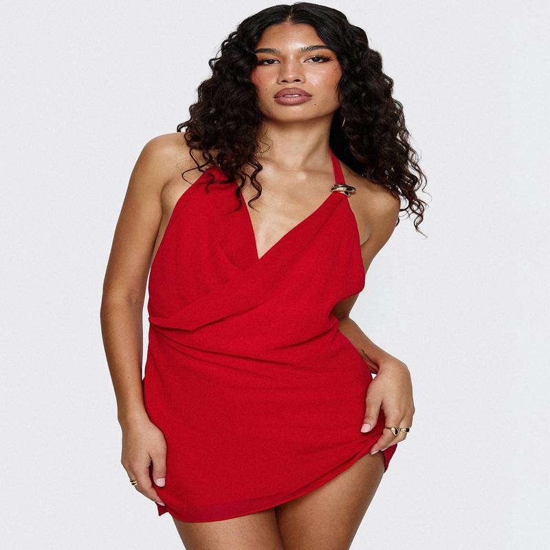 Martita Halter Hardware Mini Dress Red