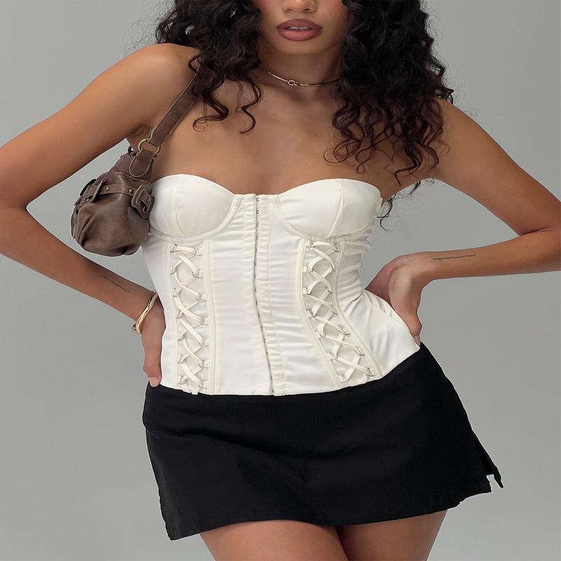 Odella Strapless Corset Top Cream