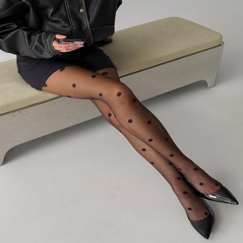 Morgynne Sheer Tights Black Polka