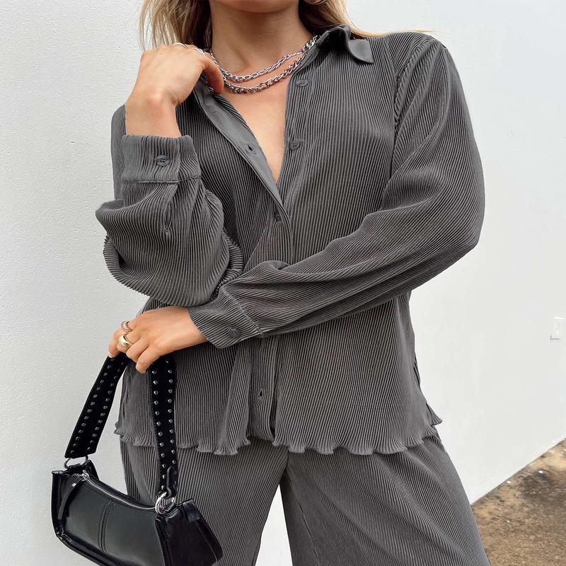 Cartmore Plisse Top Charcoal