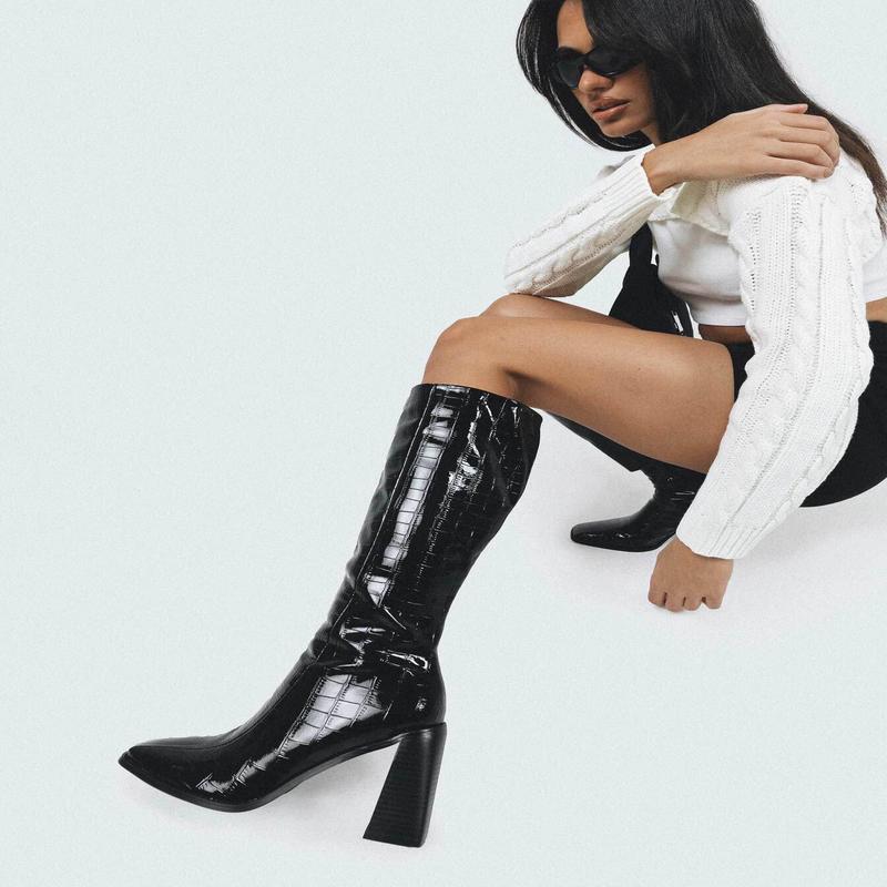 Jessa Boots Black Croc