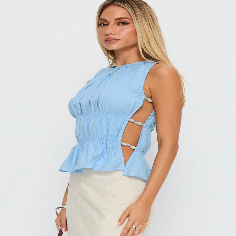 Read My Soul Bead Detail Top Blue