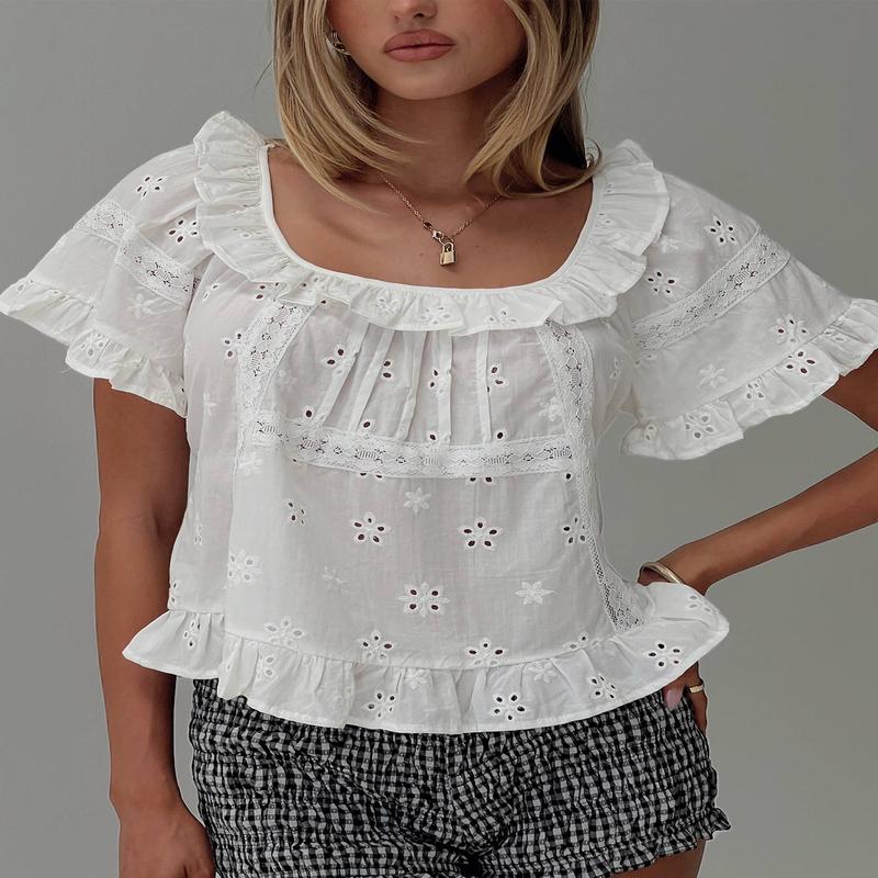 Teigen Broiderie Top White