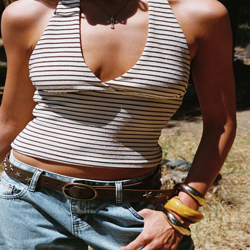 Whimsy Halter Top Chocolate / White Stripe