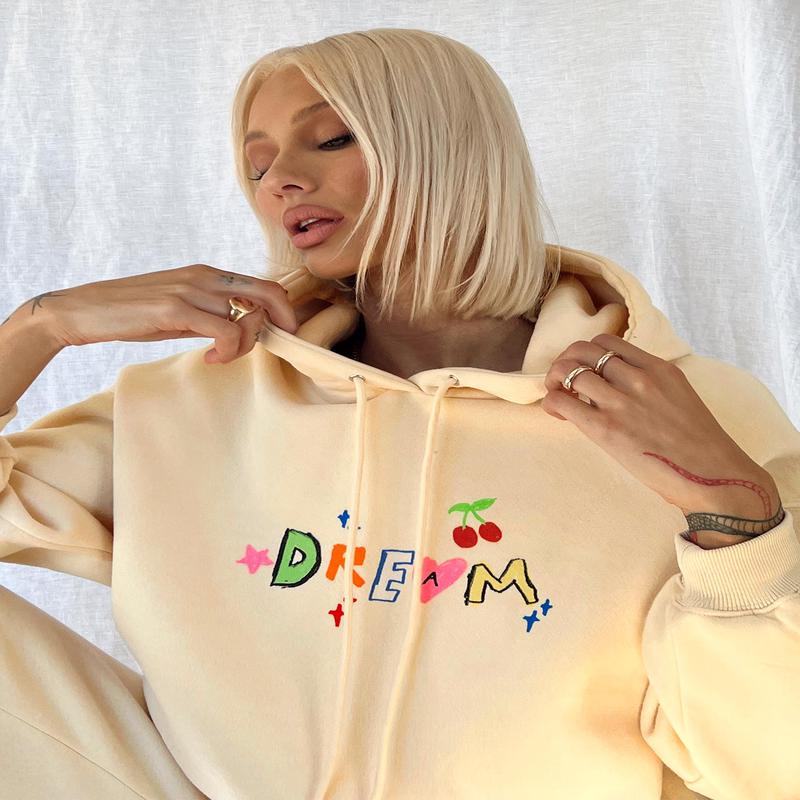 Dream A Little Dream Hoodie Beige