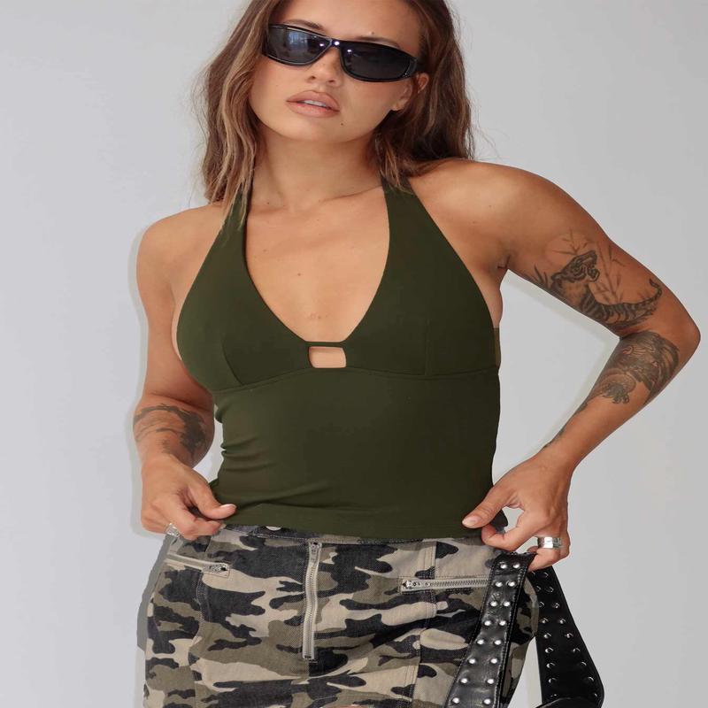 Impress Me Halter Top Green