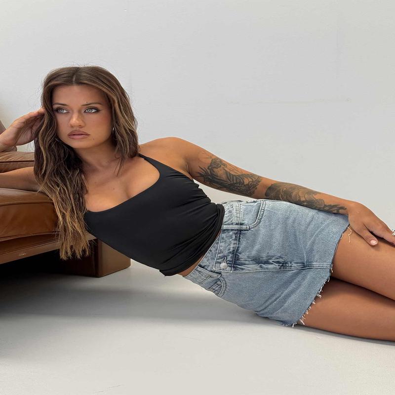 Make My Day Mid Rise Denim Skort Light Wash