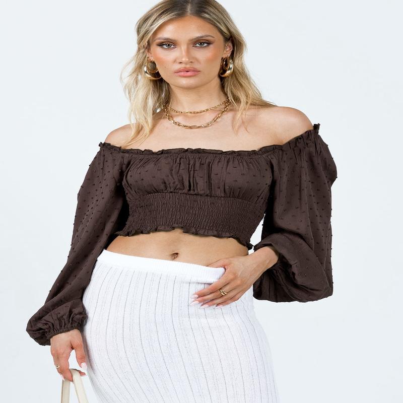 Love Galore Long Sleeve Top Brown