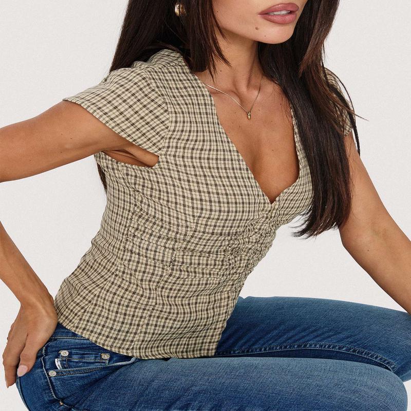 Indulgence Corset Top Beige Check