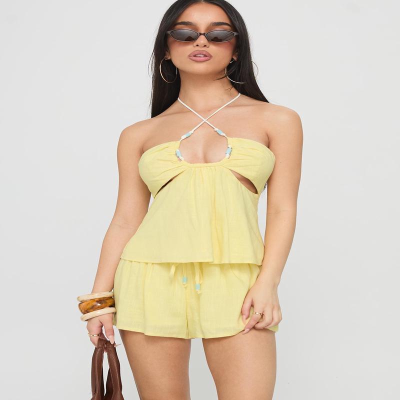 Lissone Tie Neck Set Yellow