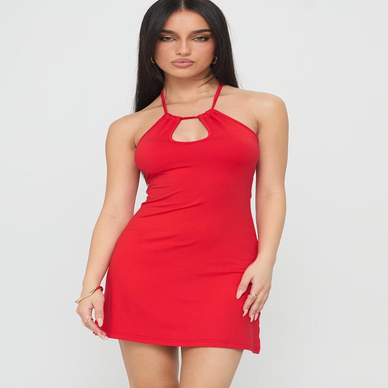 Miami Streets Cut Out Mini Dress Red