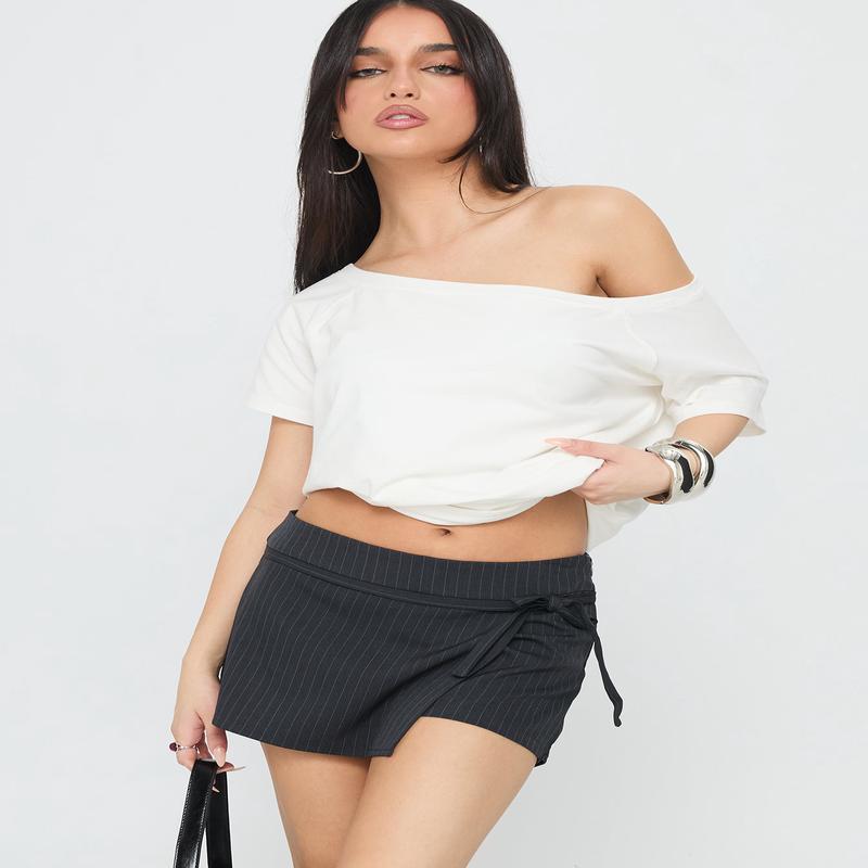 No Angel Wrap Skort Grey Pinstripe