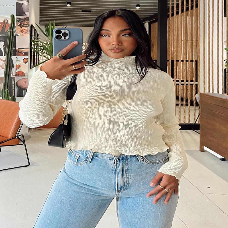 Plisse And Thank You Top Ivory