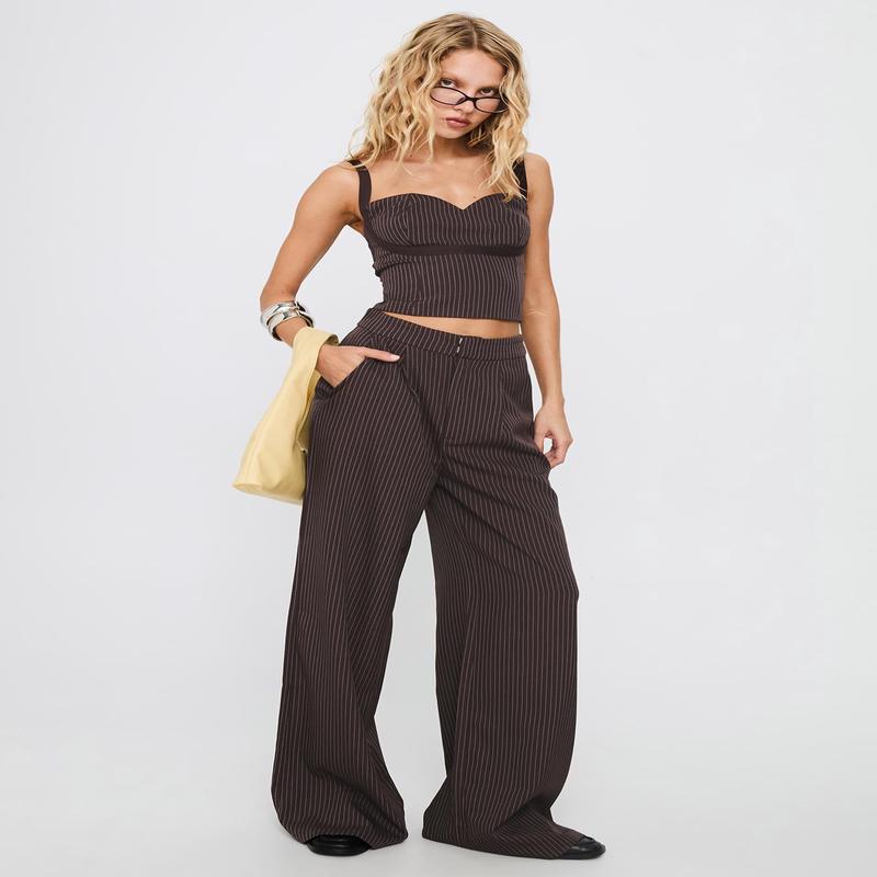 Briana Set Chocolate Pinstripe