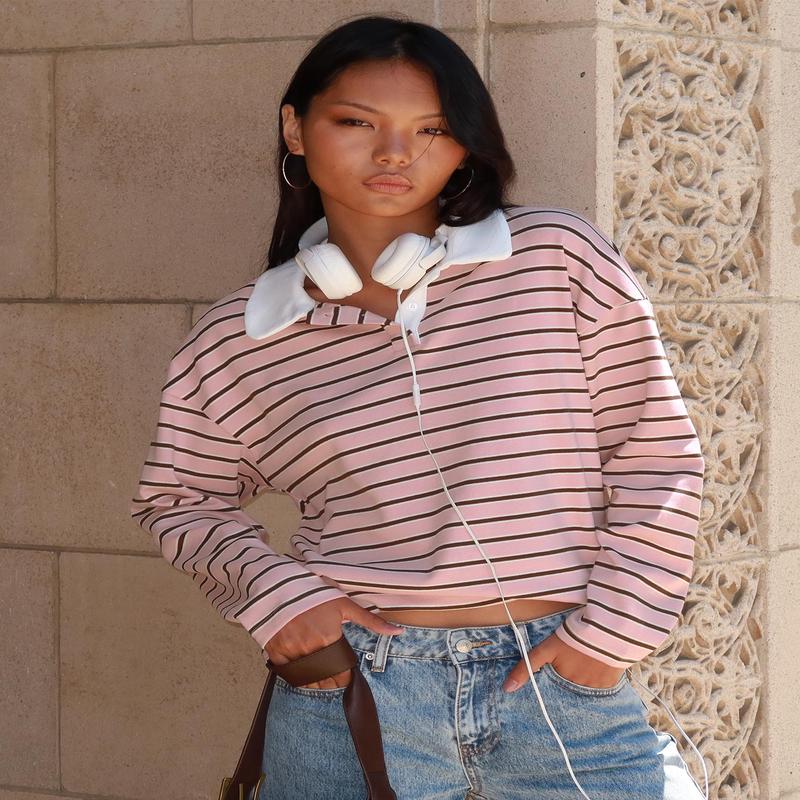 High Regard Collared Jersey Pink Stripe